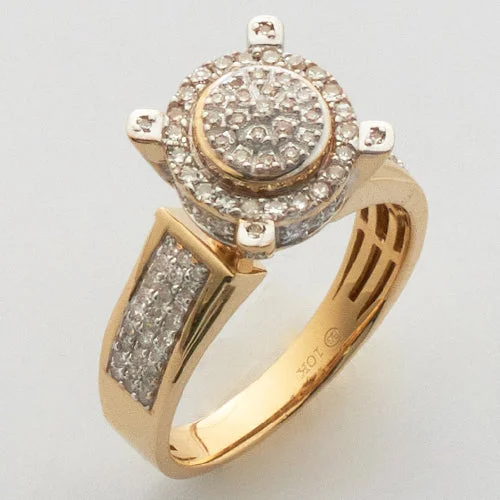 Women’s engagement rings with halo settings -10KY 0.55CTW MICROPAVE DIAMOND ROUND RIST RING