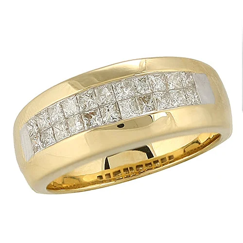 Simple gold engagement rings for women -14KY 1.00CTW MENS PC DIAMOND RING - 2-ROW CHANNEL