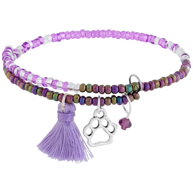 Adjustable tennis bracelets for women -Fair Trade Beaded Paw Print Adjustable Bracelet!