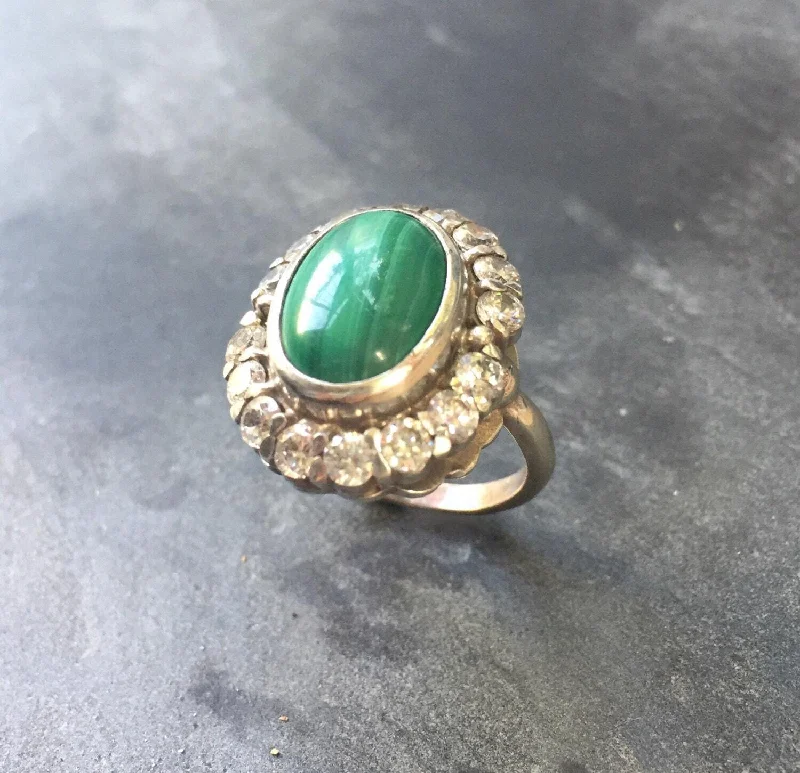 Simple rings for women -Malachite Ring - Large Green Ring - Vintage Statement Ring