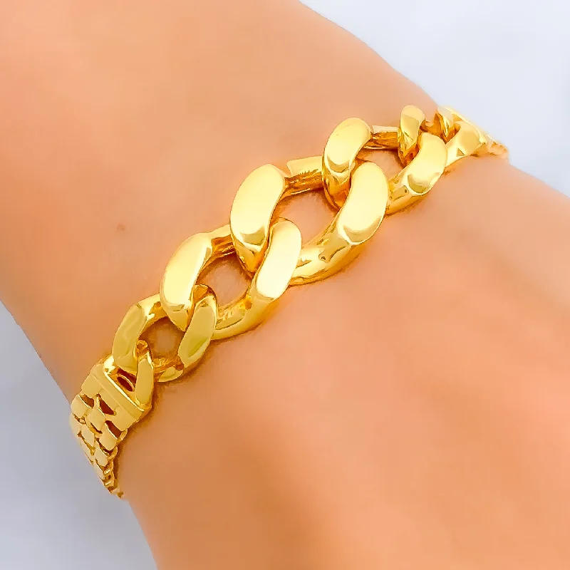 Gold cuff bracelets for women -Polished Brilliant 22k Gold Bracelet