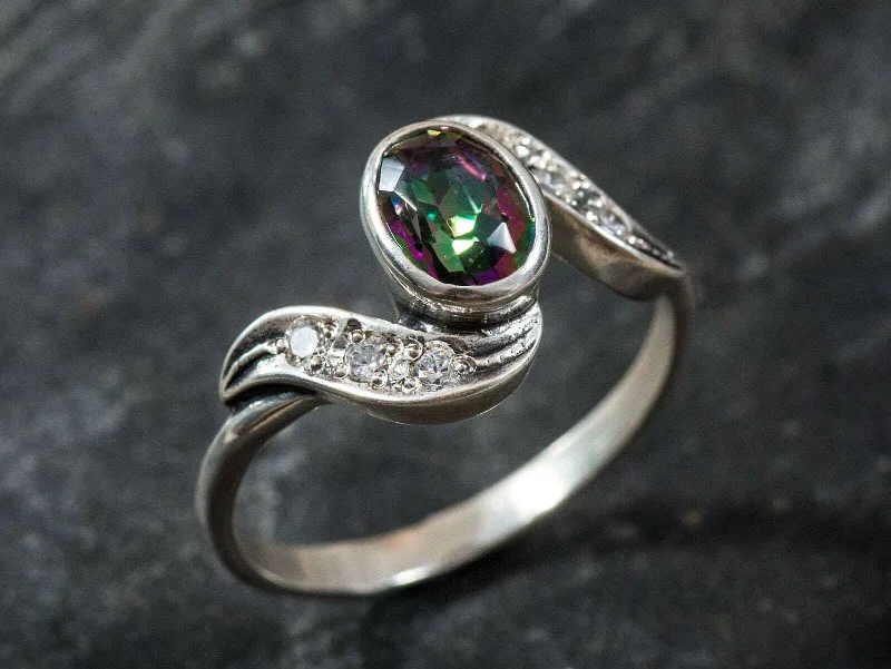 Cushion-cut rings for women -Mystic Topaz Ring - Genuine Topaz Ring - Vintage Purple Ring