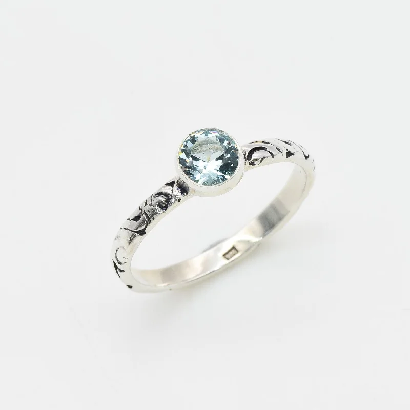 Luxury rings with sapphires for women -Aquamarine Ring - Silver Tribal Ring - Sky Blue Ring