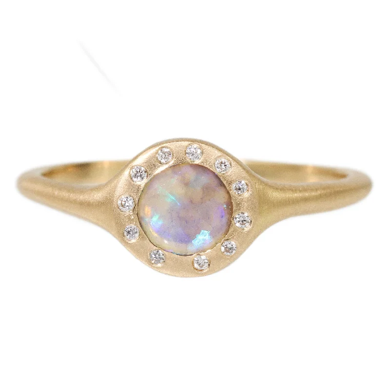 Timeless engagement rings for women -Opal and Diamond Orbit Ring