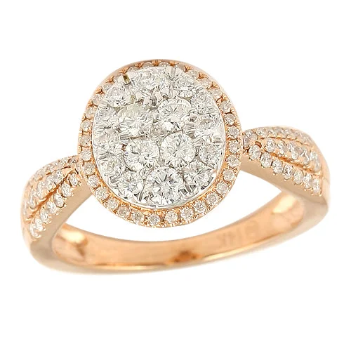 Unique custom engagement rings for women -14KR 1.00CTW DIAMOND ROUND CLUSTER RING