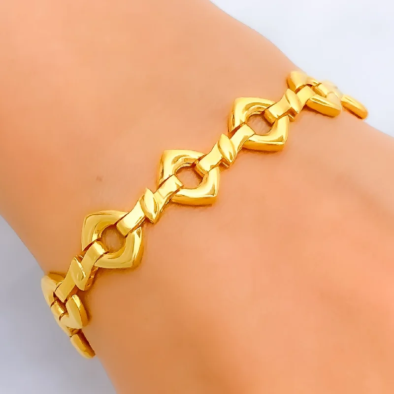 Custom silver bracelets for women -Bold Poised 22k Gold Bracelet