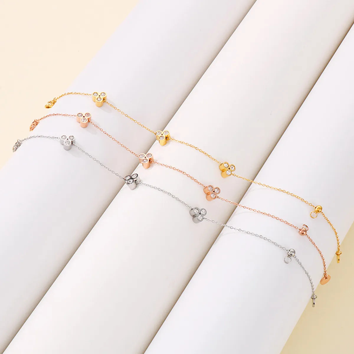 Stackable bangles for women -Basic Geometric Titanium Steel Inlay Zircon Bracelets