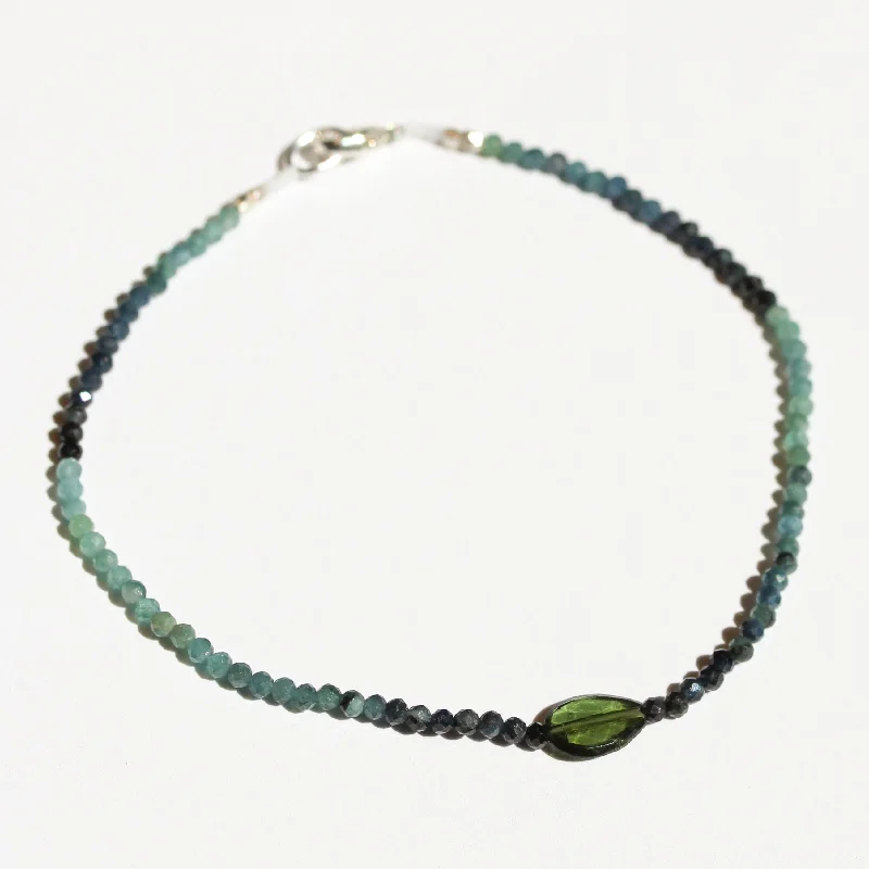 Multi-strand bracelets for women -Blue Tourmaline Bracelet No.1