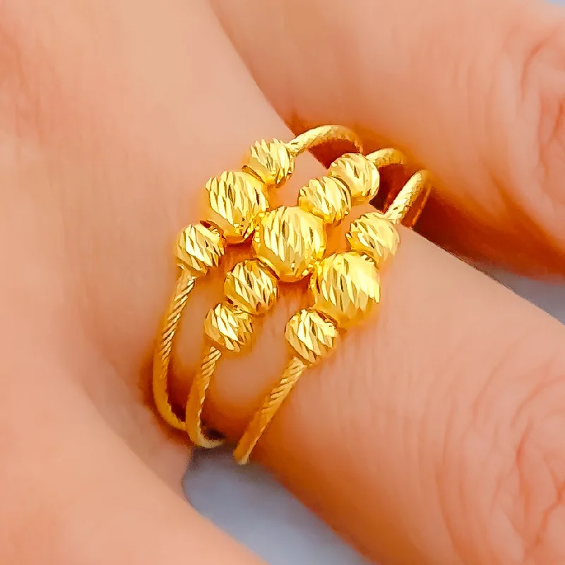 Personalized rings for women -Posh Ritzy Triple Row 22K Gold Ring