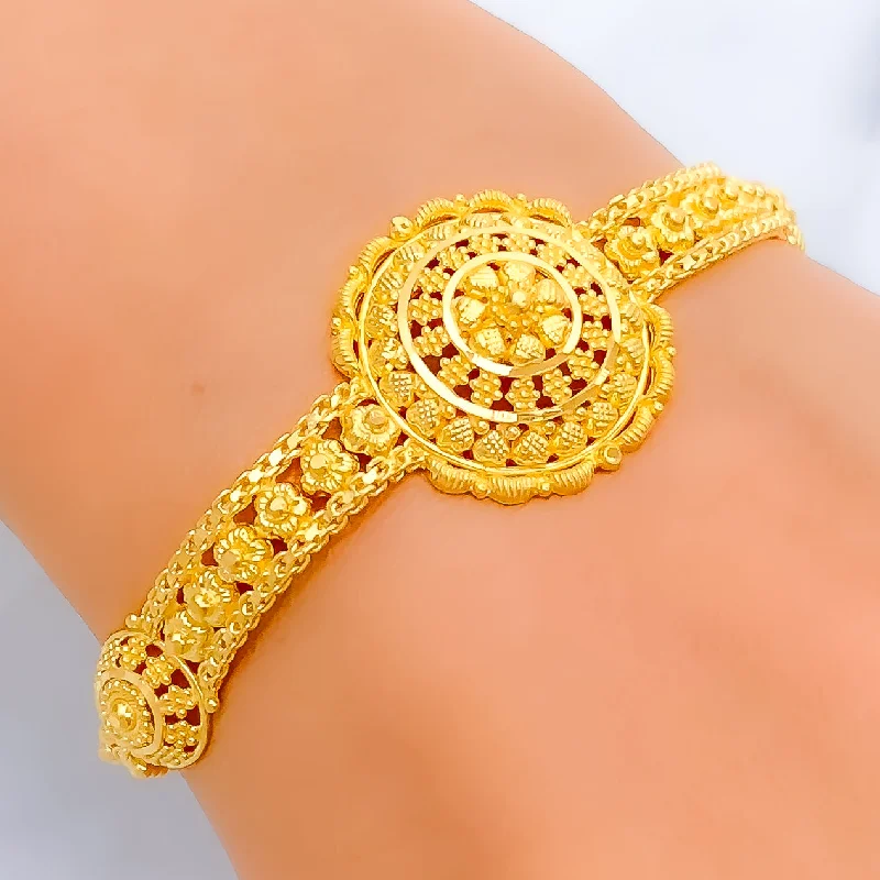 Custom bracelets for women -Captivating Heart Mandala 22k Gold Bracelet