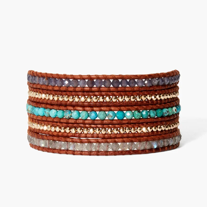 Trendy bangles for women -Santi Turquoise Wrap Bracelet