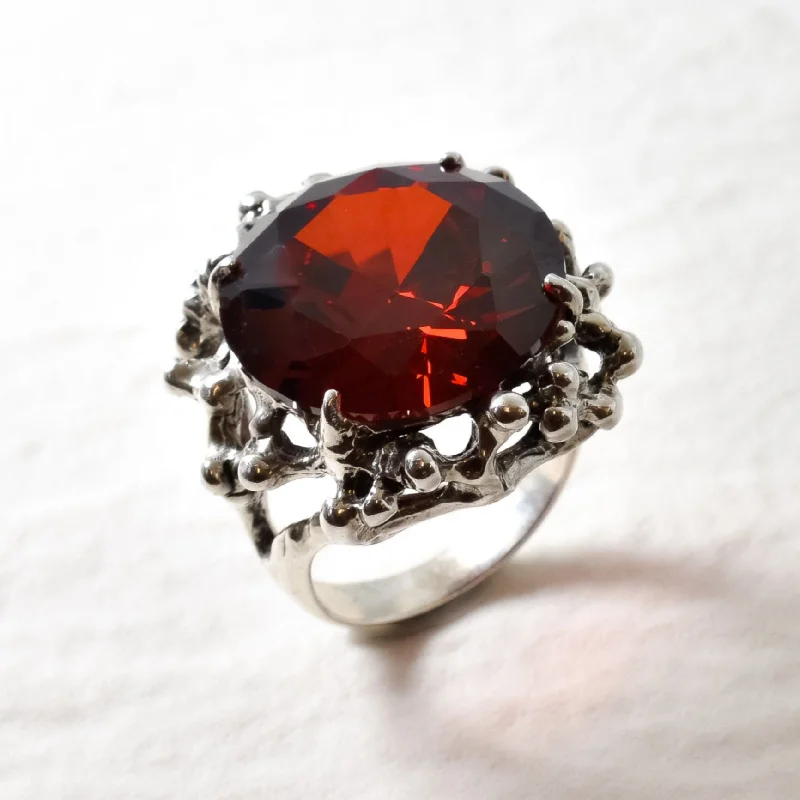 Designer rings for women -Large Ruby Ring - Red Statement Ring - Ruby Cocktail Ring