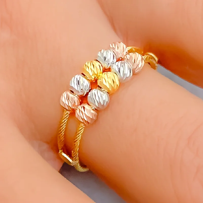 Rings with diamonds for women -Multi-Bead Charming 22k Gold Ring