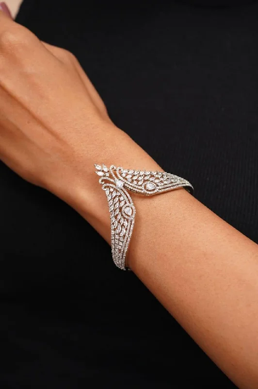 Leather bracelets for women -Evanna Statement Diamond Bracelet