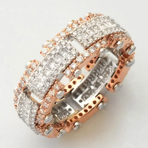 Diamond wedding sets for women -14KW+R  2.80CTW PC AND ROUND DIAMOND LINK MENS