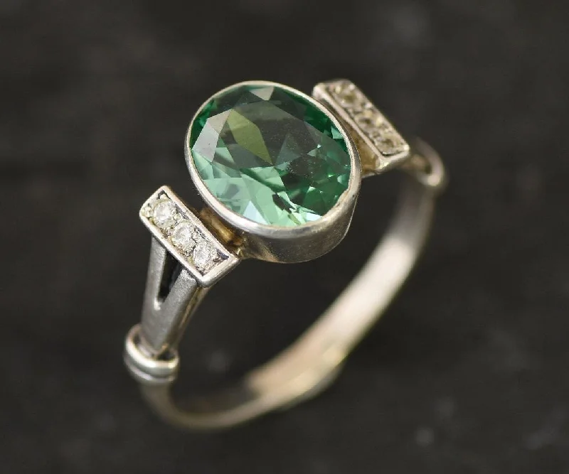 Promise rings with diamonds for women -Mint Emerald Ring - Mint Green Promise Ring - Vintage Oval Ring