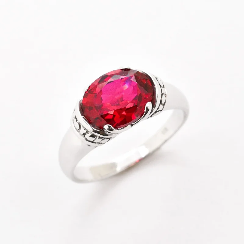 Fashionable rings for women -Boho Ruby Ring - Red Solitaire Ring - Vintage Tribal Ring