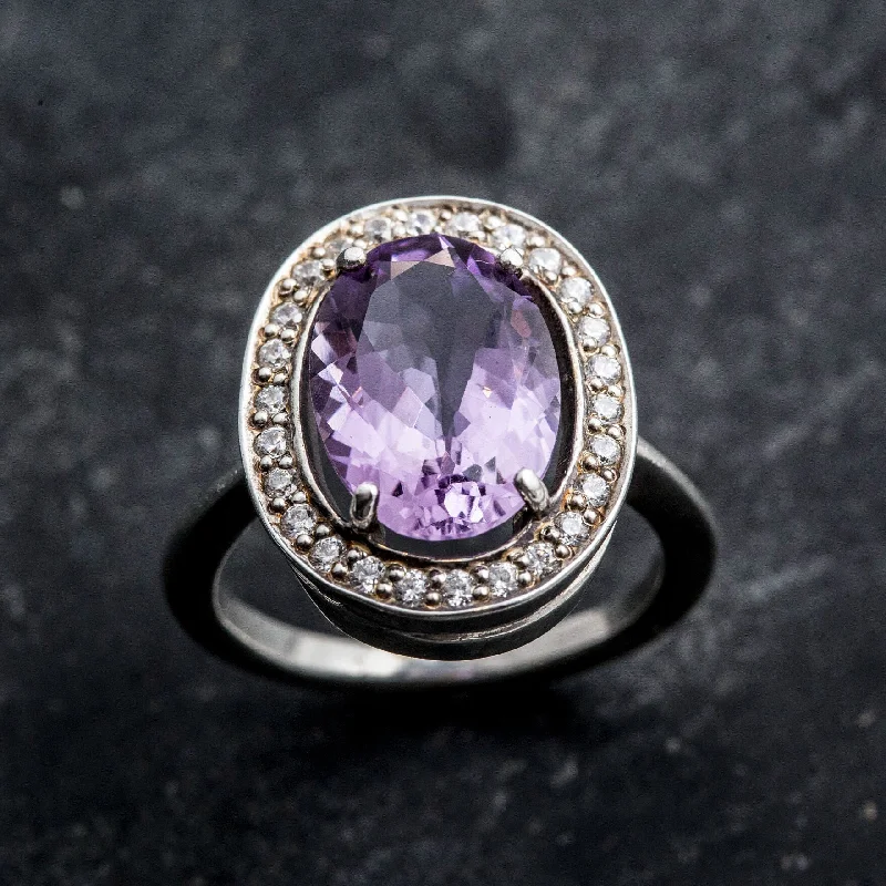 Personalized rings for women -Amethyst Statement Ring - Purple Halo Ring - Large Amethyst Ring