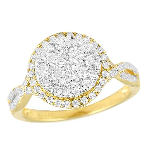 Engagement rings with pink diamonds for women -14KY 1.00CTW DIAMOND ROUND CLUSTER RING