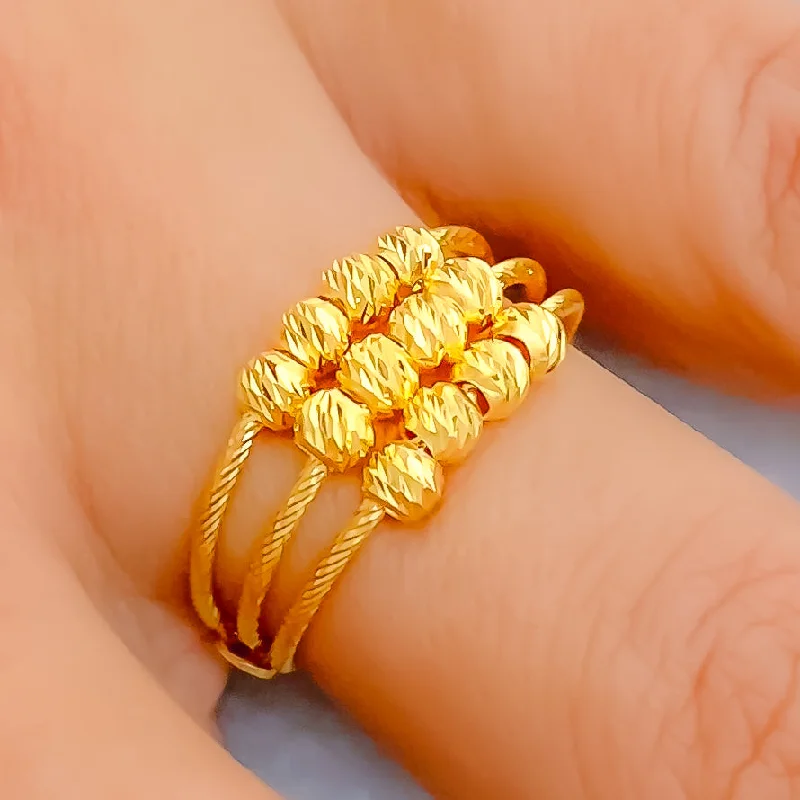 Antique rings for women -Classy Evergreen 22K Gold Orb Ring