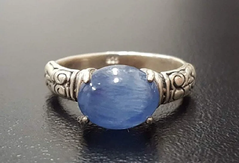 Custom-designed rings for women -Kyanite Ring - Boho Silver Ring - Blue Solitaire Ring