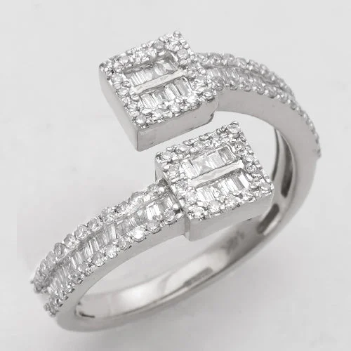 Engagement rings with sapphires for women -14KW 0.70CTW DIAMOND BAGUETTE & ROUND CUT CUFF