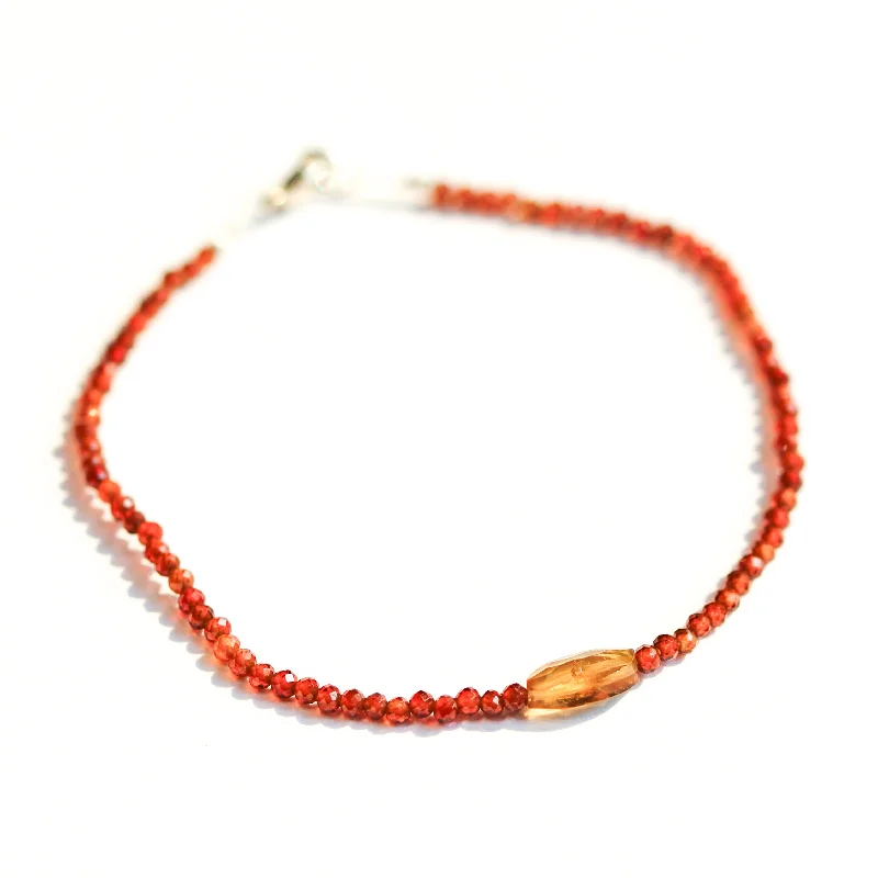 Elegant bracelets for women -Hessonite Garnet & Tourmaline Bracelet No. 95