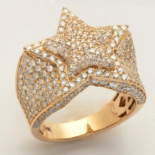 Engagement rings with side stones for women -14KY 4.10CTW DIAMOND 3-D STAR MENS RING