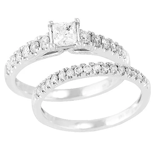 Engagement rings with black diamonds for women -14KW 1.00CTW DIAMOND BRIDAL SET