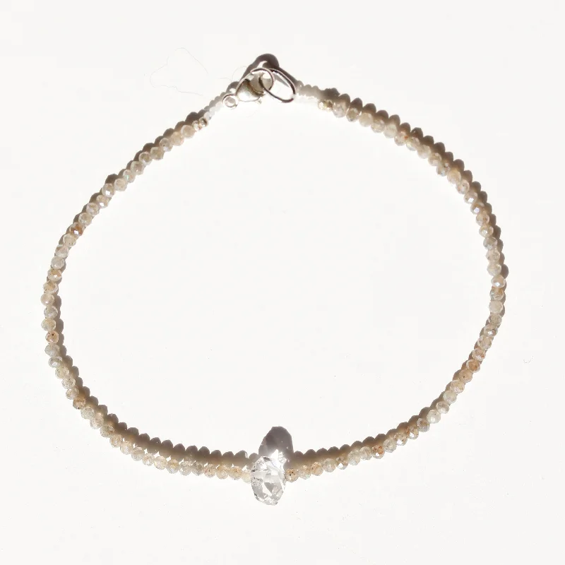 Custom bracelets with initials for women -Mystic Moonstone + Herkimer Bracelet No.61