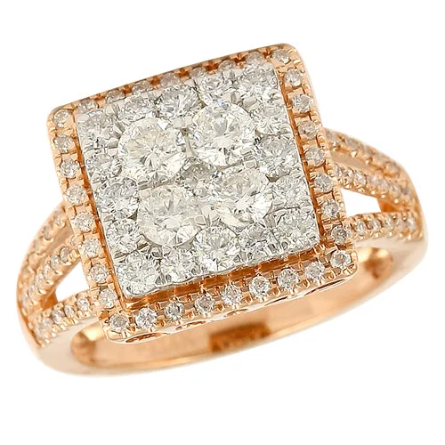 Custom vintage engagement rings for women -14KR 1.50CTW DIAMOND CLUSTER RING