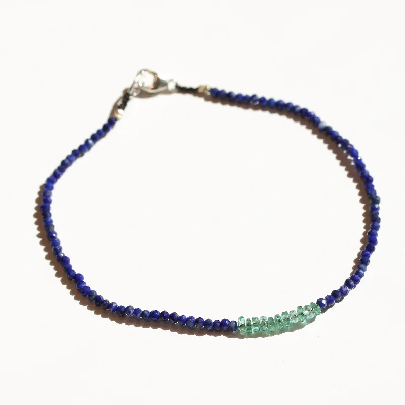 Crystal bracelets for women -Lapis + Emeralds Bracelet No.39