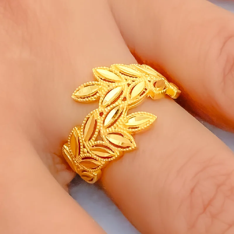 Large statement rings for women -Delicate Overlapping 21k Gold Ring