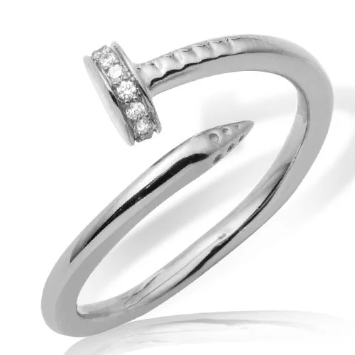 Affordable engagement rings with diamonds for women -14KW 0.15CTW DIAMOND DESIGNER NAIL RING