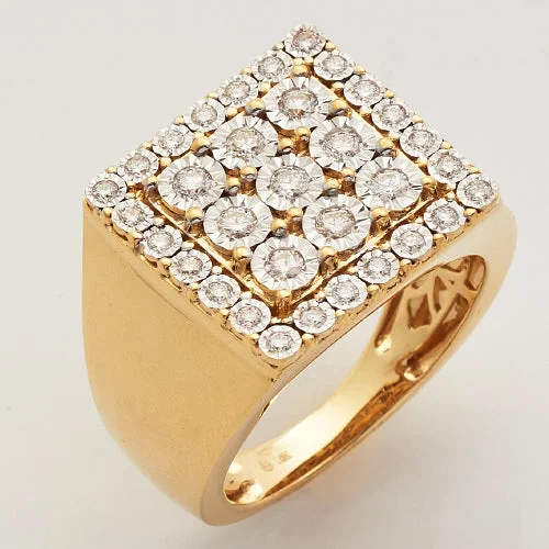 Stackable engagement rings for women -10KY 0.75CTW ILLUSION SET DIAMOND SQUARE CLUSTER