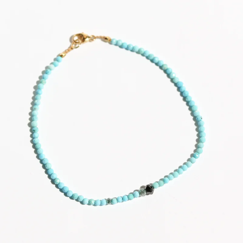 Gold bracelets for women -Turquoise + Diamond Bracelet no. 74