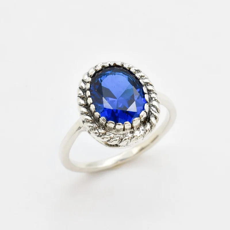 Custom couple rings for women -Solitaire Sapphire Ring - Blue Sapphire Ring, Blue Promise Ring