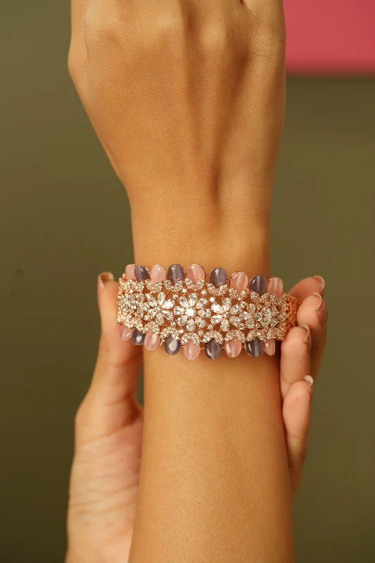 Luxury cuff bracelets for women -Lilo Beaded Diamond Pastel bracelet | Lala Land Collection