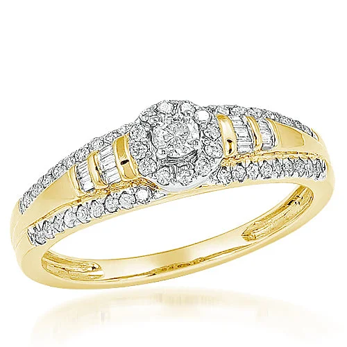 Engagement rings with milgrain detailing for women -10KY 0.40CTW DIAMOND PROMISE RING