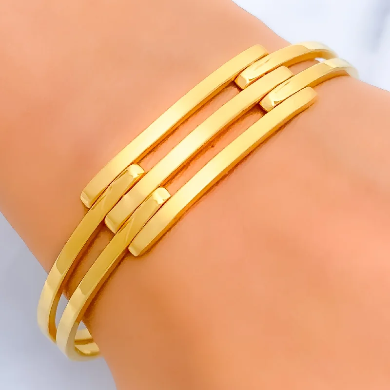 Luxury cuff bracelets for women -Radiant Minimalist 22k Gold Sleek Bangle Bracelet