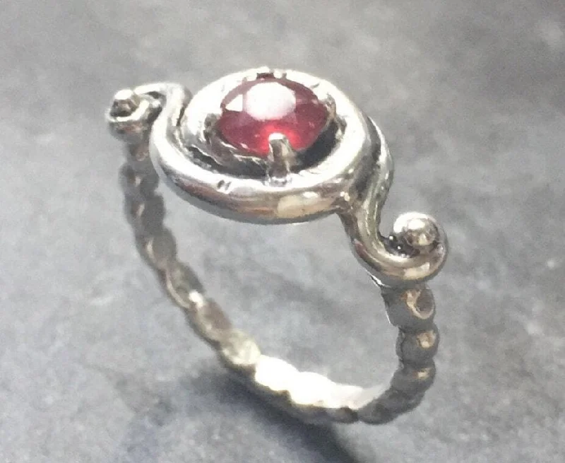 Wedding rings for women with sapphires -Ruby Spiral Ring - Vintage Ruby Ring - Red Solitaire Ring