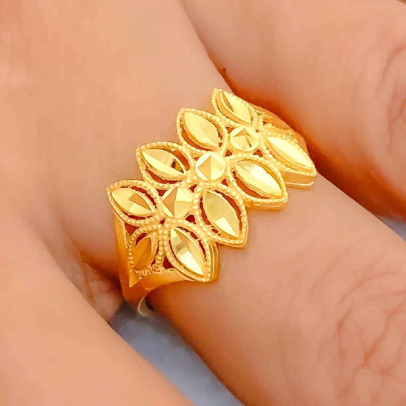 Simple gold rings for women -Versatile Multi Leaf 21k Gold Ring