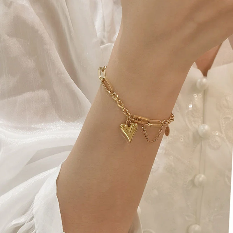 Heart Chain Gold Bracelet