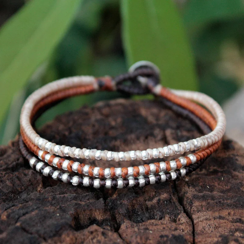 Luxury bracelets for women -Cool Thai Autumn Silver Accent Braided Bracelet