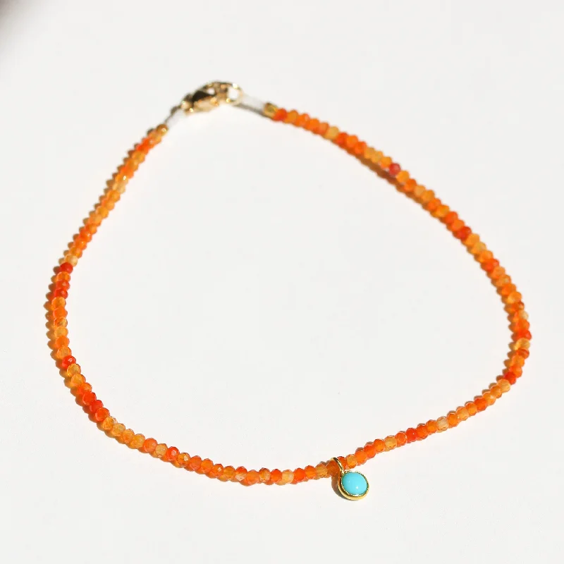 Women’s pearl bangles -Carnelian + Turquoise Charm Bracelet