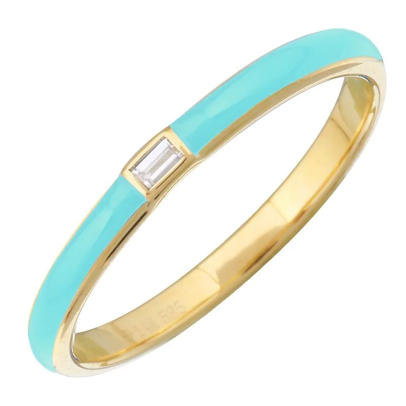 Engagement rings with pearls for women -Turquoise Enamel Eternity Diamond Ring