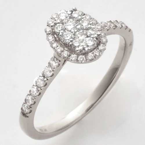 Diamond engagement rings for women -14KW 0.50CTW DIAMOND OVAL CLUSTER RING - SINGLE