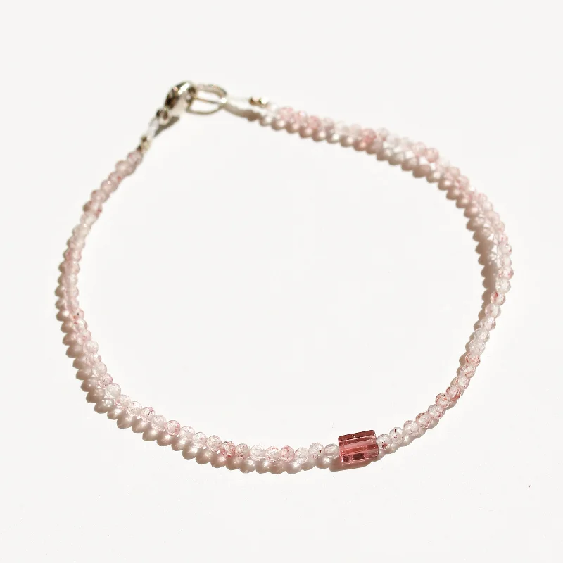 Custom engraved bracelets for women -Pink Tourmaline + Pink Tourmaline Bracelet No.42