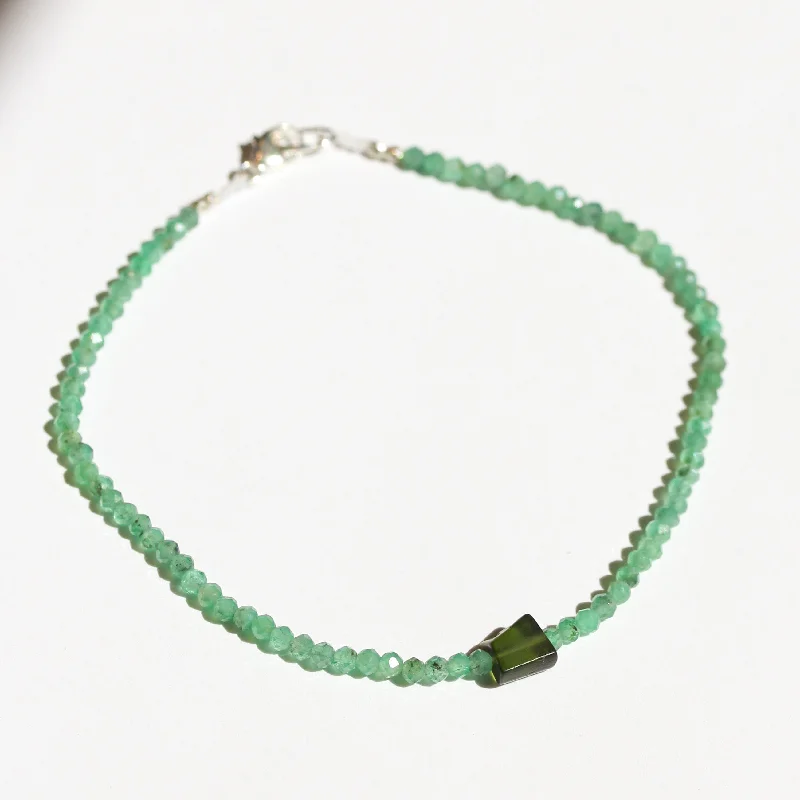 Statement leather bracelets for women -Emerald + Tourmaline Bracelet