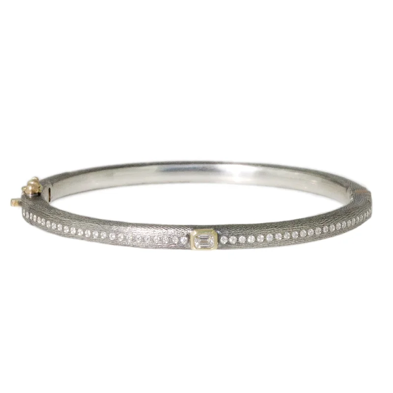 Friendship bangles for women -Gypsy Lux 4mm Emerald Cut Diamond Bracelet